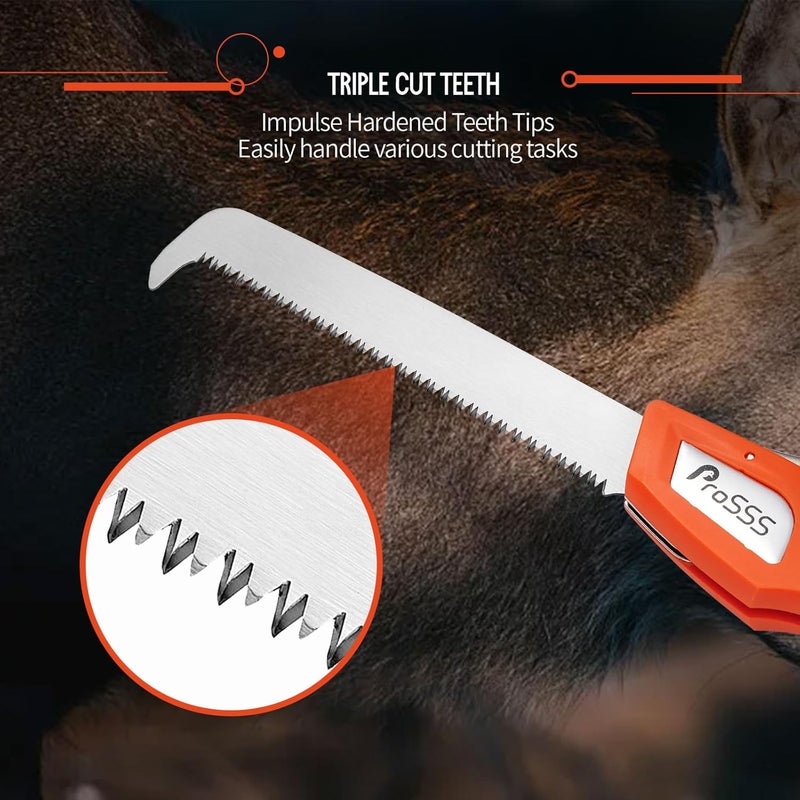 ProSSS Folding Bone Meat Saw for Hunting and Butchering,1PC Replaceable Blade, 65Mn Spring Steel Blade, 3 Angles to Lock, Triple Ground Saw Teeth with A Storage Bag - Image 3
